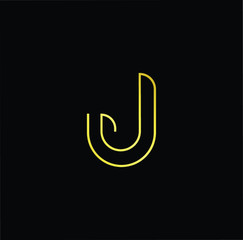 Outstanding professional elegant trendy awesome artistic black and gold color J JJ initial based Alphabet icon logo.