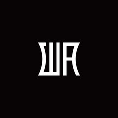 WA monogram logo with curved side style design template