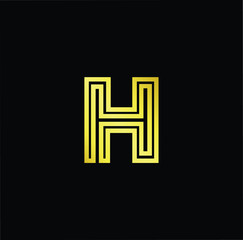 Outstanding professional elegant trendy awesome artistic black and gold color H HH initial based Alphabet icon logo.