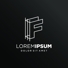 Initial Letter F with Architecture Graphic Logo Design