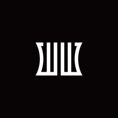 WW monogram logo with curved side style design template