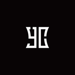 YC monogram logo with curved side style design template
