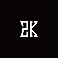 ZK monogram logo with curved side style design template