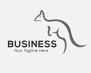 Simple line art jump kangaroo logo design inspiration