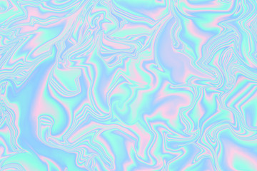 Abstract holographic background. Digital art. Futuristic holographic. Wonderful background in Holographic Foil. Modern surface design style. Packaging wrap paper. Banner, greetings card, poster