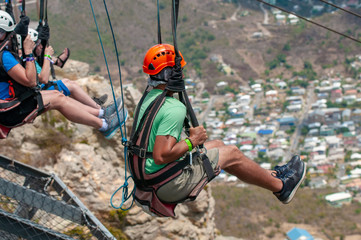 Zip line at the steepest biplane in the world on the island of Sin Maarten