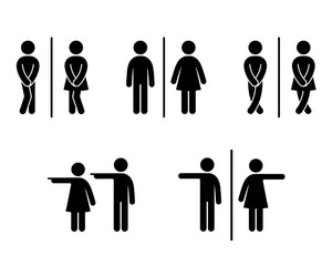 Set of WC sign Icon Vector Illustration on the white background. Vector man & woman icons. Funny toilet symbol	 - obrazy, fototapety, plakaty