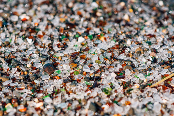 close up of glasses at the glass beach