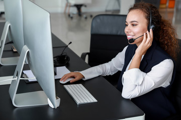 Technical support agent working in office