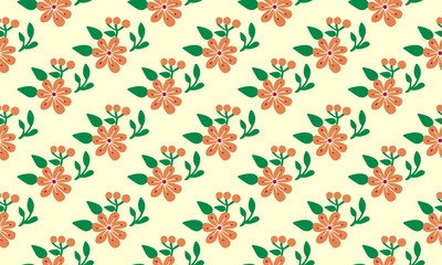 Simple wallpaper for spring, with seamless leaf and flower pattern background design.