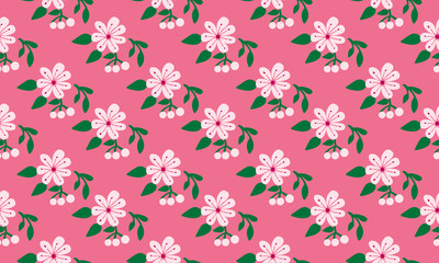 Vintage shape of leaf and floral for spring, with leaf and flower pattern background.