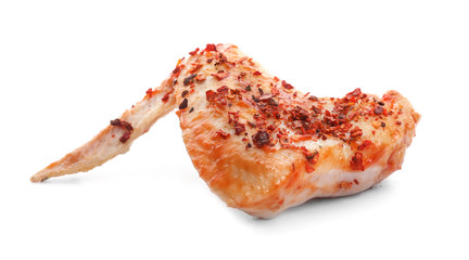 Cooked chicken wing on white background
