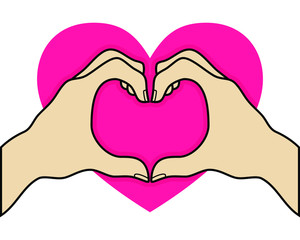 hands making a heart symbol. heart shaped gesture, a message of love. showing I love you. Isolated vector illustration