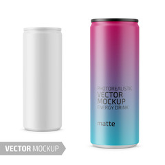 White matte energy drink can vector mockup. - obrazy, fototapety, plakaty