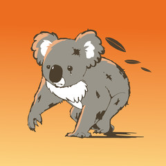 逃げているコアラのイラスト