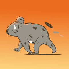 逃げているコアラのイラスト