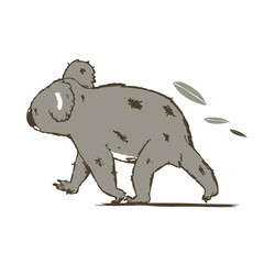 逃げているコアラのイラスト