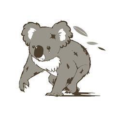 逃げているコアラのイラスト