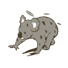 逃げているコアラのイラスト