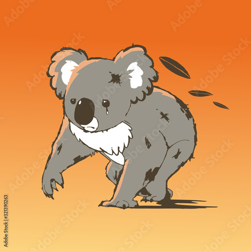 逃げているコアラのイラスト Poster Animal Animal Posters Tabata Art Studio