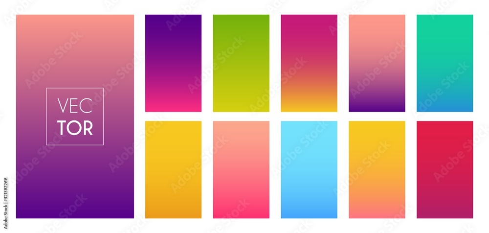 Poster gradient color modern bright background. collection smartphone screen. vector multicolor theme for s