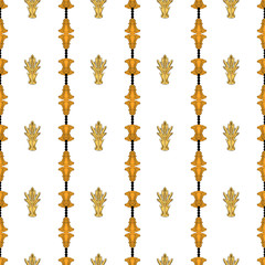 Vertical stripes of abstract buds of flowers and leaves