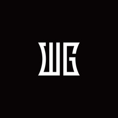 WG monogram logo with curved side style design template