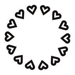  Circle frame black hearts vector