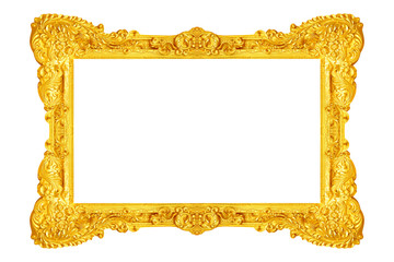 Antique gold frame isolated on white background