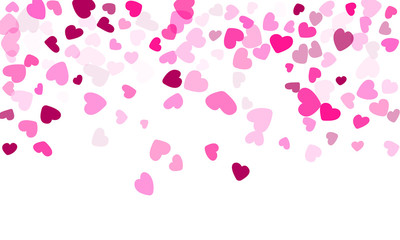 Hearts confetti flying vector background graphic design.