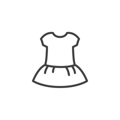 Summer dress for a baby girls line icon. linear style sign for mobile concept and web design. Girl dress outline vector icon. Symbol, logo illustration. Vector graphics