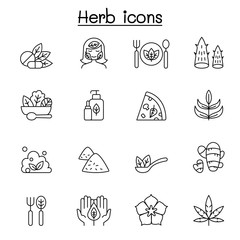 Herb icon set in thin line style