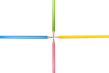 colored pencils isolated on white background.