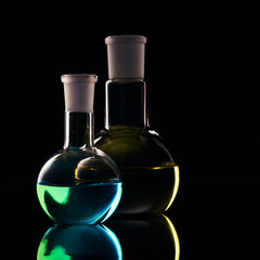 Image of glass vessels. Flasks.