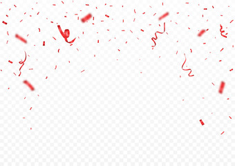 Beautiful red confetti, isolated on transparent background