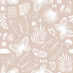 Seamless pattern with butterflies. Vector background.
