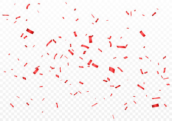 Beautiful red confetti, isolated on transparent background