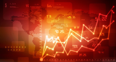 2d rendering Stock market online business concept. business Graph 