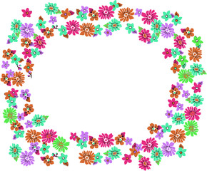 frame with colorful wild flowers