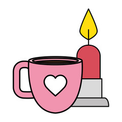 cup coffee with candle isolated icon
