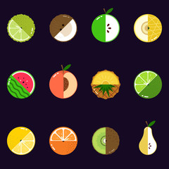 Fruits diversely oriented seamless vector pattern isolated