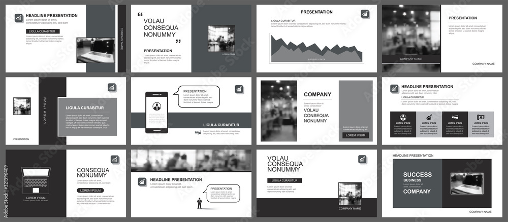 Aufkleber presentation and slide layout template. design black and gray geometric background. use for business