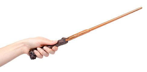 Wooden magic wand, wizard and magician tool.