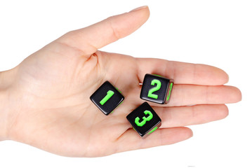 Black dices for games. Isolated on white.