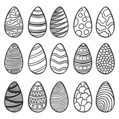 Easter eggs set with different patterns. Isolated.