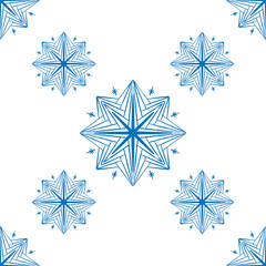 Blue seamless mandala pattern, flower boho ornament.