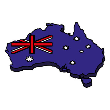 australia map with flag on white background