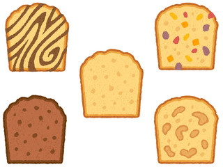 パウンドケーキの手描き風イラストセット