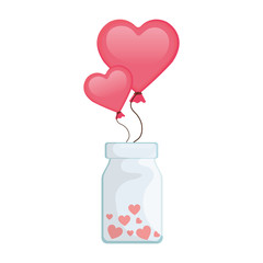 balloons helium in heart shape with bottle