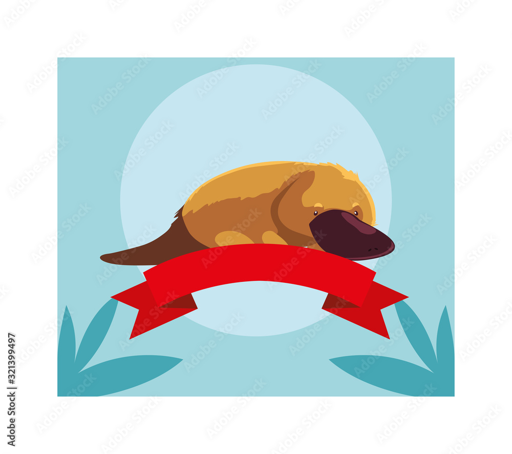 Sticker greeting card with australian platypus